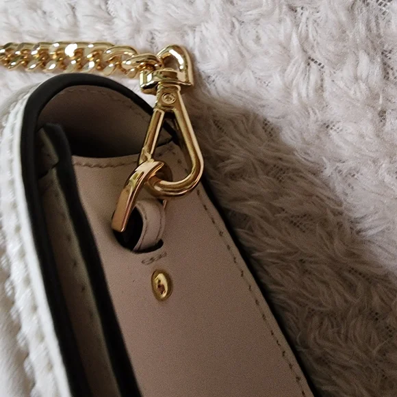 Chic Michael Kors Tan White Chain Strap Bag